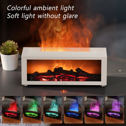 Flame Humidifier Simulated Fireplace at Night Time Remote Control Bass Large Spray Aroma Diffuser Oil Christmas Gifts